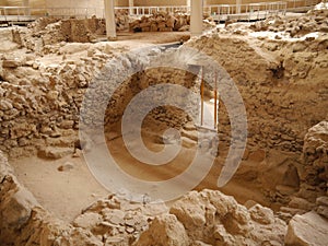 The archaeological site of Akrotiri with access for the public. Greek heritage. No one`s property. Santorini island, Greece. photo