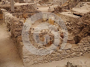 The archaeological site of Akrotiri with access for the public. Greek heritage. No one`s property. Santorini island, Greece. photo