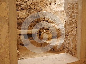 The archaeological site of Akrotiri with access for the public. Greek heritage. No one`s property. Santorini island, Greece. photo