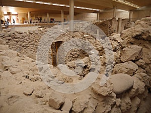 The archaeological site of Akrotiri with access for the public. Greek heritage. No one`s property. Santorini island, Greece. photo