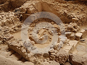 The archaeological site of Akrotiri with access for the public. Greek heritage. No one`s property. Santorini island, Greece. photo