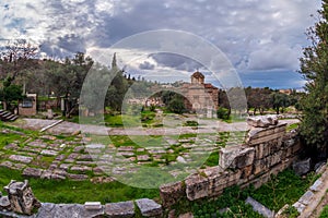 Archaeological site of the Ancient Agora of Athens southeast stoa area under the Acropolis of Athens