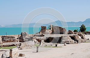 Archaeological Site of Ancient Carthage by Mediterranean Sea , Tunisia