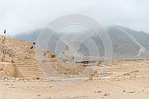 archaeological site of the Caral civilization in Peru in the Supe valley, declared a Humanity Cultural Heritage site by