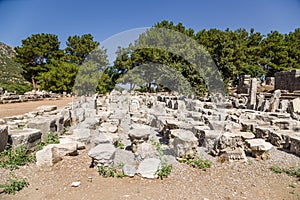 Archaeological site of Ephesus, Turkey. Column capitals of Gimnasium