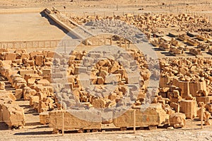 Archaeological site near the temple of Hatshepsut in Deir el-Bahri. Excavations of ancient Egypt on the West Bank of the Nile near