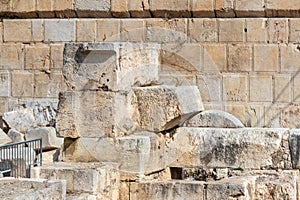 The Archaeological  site near the walls of the Temple Mount in the old city of Jerusalem in Israel