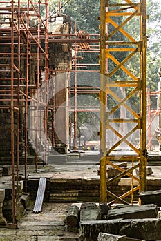 Archaeological site and renovation in Ta Prohm Temple, Angkor Wat Cambodia