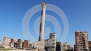 Archaeological site at the Ruins of the Pompeyâs Pillar in Alexandria, Egypt. photo