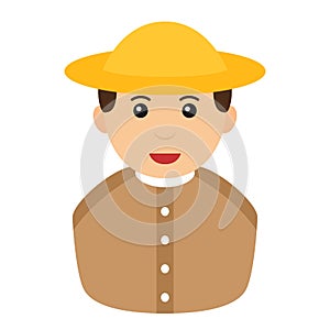 Archaeologist Avatar Flat Icon on White