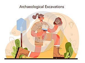 Archaeologist concept. Ancient history scientist or paleontologist.