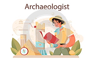 Archaeologist concept. Ancient history scientist or paleontologist