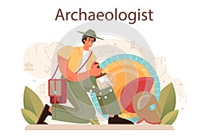 Archaeologist concept. Ancient history scientist or paleontologist