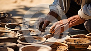 Archaeologist unearthed old pottery