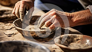 Archaeologist unearthed old pottery