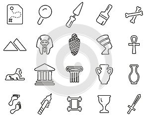Archaeology Icons Thin Line Set Big