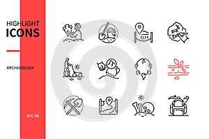 Archaeology - modern line design style icons set