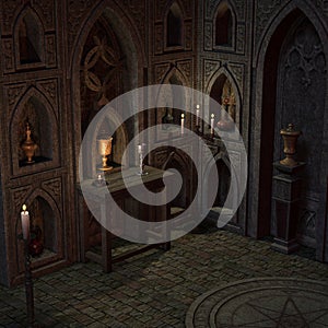 Archaic altar or sanctum in a fantasy setting photo