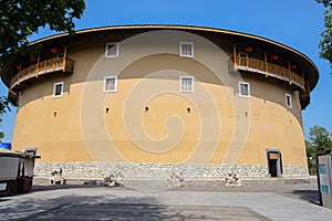 Archaised circular earthen dwelling building in style of Fujian