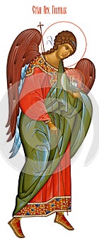 Archangel Gabriel, an Orthodox icon, is made in the Canon, without a background for a more convenient option that would be possibl