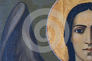 Archangel Gabriel, a unique icon of 1920, Russian style. It is located in a Greek chapel