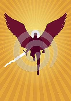 Archangel Michael Flying Silhouette