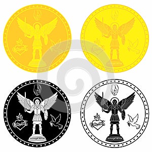 Archangel Michael medal gold and black fill.