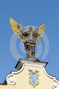 Archangel Michael sculpture on Maidan square in Ukraine