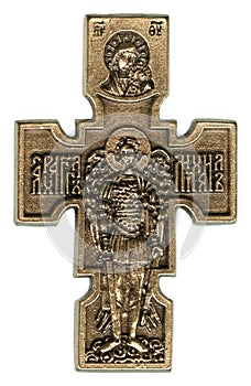 Archangel Raphael Antique Gold Crucifix