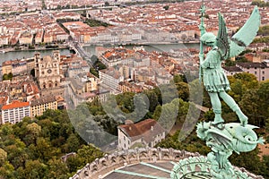 The archangel Saint Michael protecting the city of Lyon