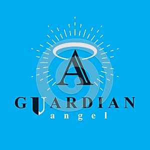 Archangel vector conceptual symbol for use in catechesis organizations.