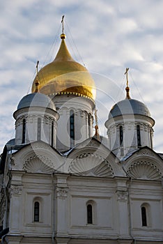 Archangels cathedral of Moscow Kremlin. Color photo.