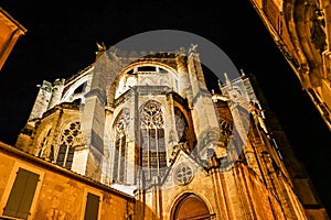 Archbishops Palace by night at Narbonne in France