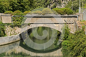 Arched bridge over the river