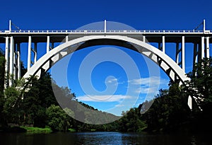 Arched bridge over the river