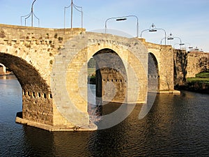 Arched bridge over the River Aude, Carcassonne
