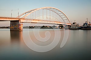 Arched bridge on river
