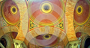 Arched colored multi-colored brick ceiling