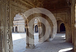 Arched corridor inside a temple