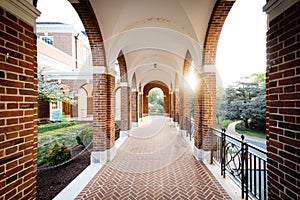 Arched corridor at Johns Hopkins University, in Baltimore, Maryland. photo