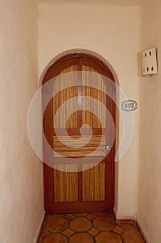 Arched door in hallway photo