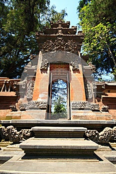 Arched entrance sculture Pura Tirta Umple Temple at Bali