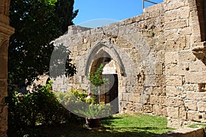 The arched entrance in the stunning Bellapais Abbey. White Abbey, the Abbey of the Beautiful world. Kyrenia. Cyprus