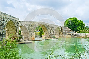 The arched Eurymedon Bridge in Aspendos