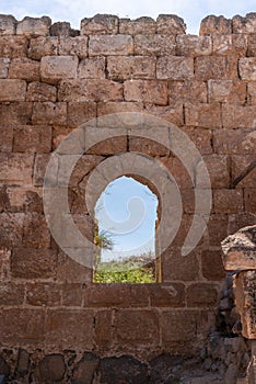 Arched features of Belvoir Fortress, Kohav HaYarden National Park in Israel.