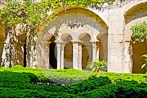 The arched gallery in cloister of Saint-Paul de Mausole Monastery, Saint-Remy-de-Provence, France