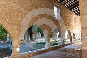 Arched gallery in the monastery of Santa Maria de Santes Creus