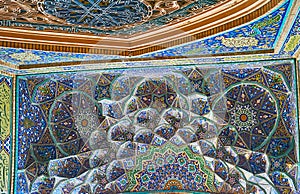 Muqarnas decoration of Hussainiya in Kerman, Iran photo