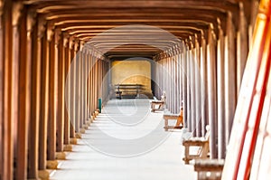 Arched hall of Hue citadel, Vietnam, Asia.