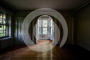 Arched Opening & Bay Window - Abandoned Tioranda Mansion and Hospital - New York